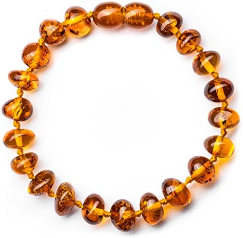Amber Anklet Bracelet / PREMIUM Authentic 100% Baltic Amber / Polished Knotted Amber Beads - Natural Certificated Extra Safe Handmade Jewellery with the Highest Quality Guaranteed - Various Sizes 17cm