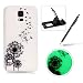 Produktbild Für Samsung Galaxy S5/S5 Neo Hülle Silikon TPU Ultradünn Case,Für Samsung Galaxy S5/S5 Neo Einzigartig [Nacht Leuchtend] Fluoreszieren Im Dunkeln Lichtdurchlässig Weich Gummi Handyhülle Etui Tasche Schutzhülle,Herzzer Anti Kratzer Flexibel Soft Rückseite Schutz Hülle Bumper Case Cover Shell für Samsung Galaxy S5/S5 Neo + 1 x Frei Schwarz Handy Halterung Ständer + 1 x Frei Schwarz Stylus Stift Touch Pen - Schwarz Löwenzahn