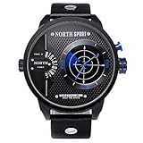 Fenkoo Herren Sportuhr digital / Japanischer Quartz Wasserdicht Leder Band Bettelarmband Schwarz Marke