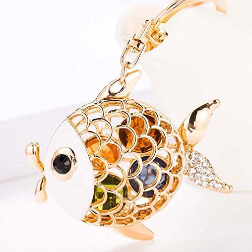MZP Korean version of the car keychain Choi Diamond Goldfish creative gifts key chain cute little wild card package pendant alloy , golden fish 3632