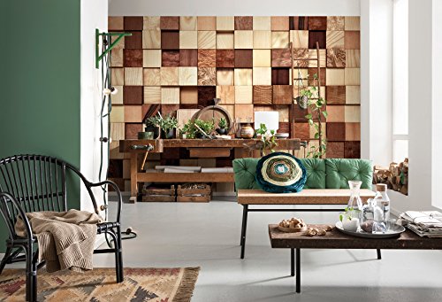 Komar 8–978 368 x 254 cm Lumbercheck Wandbild Tapete – Braun (8-teilig) - 2