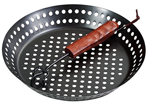 Santos Grillpfanne gelocht rund mit abnehmbarem Griff | Maße 30,5cm | pulverbeschichtet – Grillkorb, Gemüsekorb, Grillschale - 2