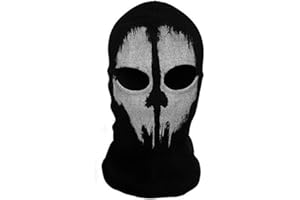 Black Sugar mixte Ghost Tete de Mort Cagoule noire crâne Masque intégral coupe-vent Résistant à la poussière Vélo Moto Masque motard Halloween Cosplay Party Cyclisme Randonnée Ski