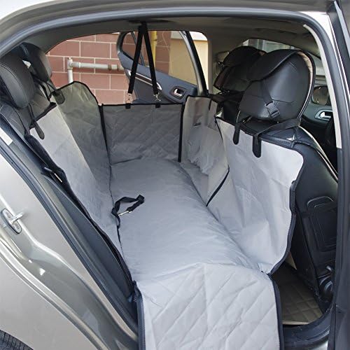 Anfayejia Dog Car Seat Cover Waterproof Nonslip Rubber Backing with Anchors For SUV Truck Cars Backseat Hammock with Seat Anchors and Safety Belt,55.1"ร59"ร17.7" Gray
