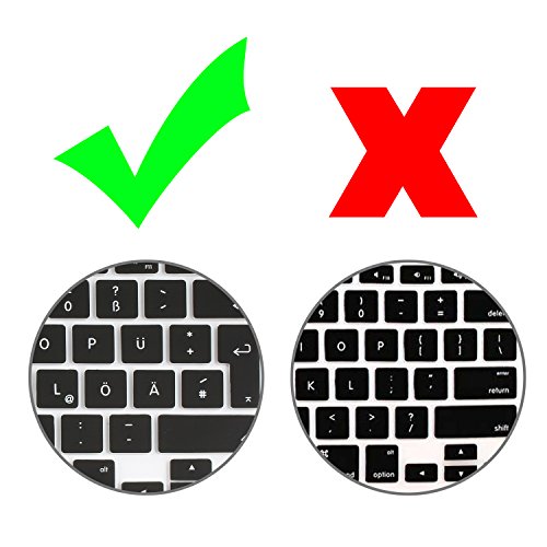 Incutex QWERTZ Silikon Tastaturschutz Tastenschutz Kratzschutz für MacBook (deutsche Tastenfolge) Schwarz - 5