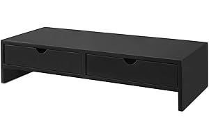 ‎SOBUY SoBuy Schreibtisch Organizer, Monitorständer mit 2 Schubladen, Monitorerhöhung für Schreibtisch, Monitor Ständer, Bildschirmerhöhung, Büro Organizer, Schwarz, 47x11x18cm BBF02-SCH