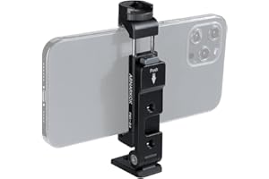 ARNARKOK Leichtgewichtigste Metall-Handy-Stativhalterung mit drehbarem Kaltschuh, kompatibel mit iPhone, Samsung, Huawei Smartphone,mit Arca Swiss, 6,35 mm Schraube