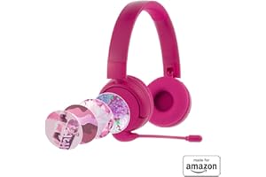 ONANOFF Brandneu und „Made for Amazon“: Bluetooth-Kinderkopfhörer BuddyPhones PopTime Pro mit Lautstärkebegrenzung und Bügelmikrofon (Alter: 3-12 Jahre), Pink