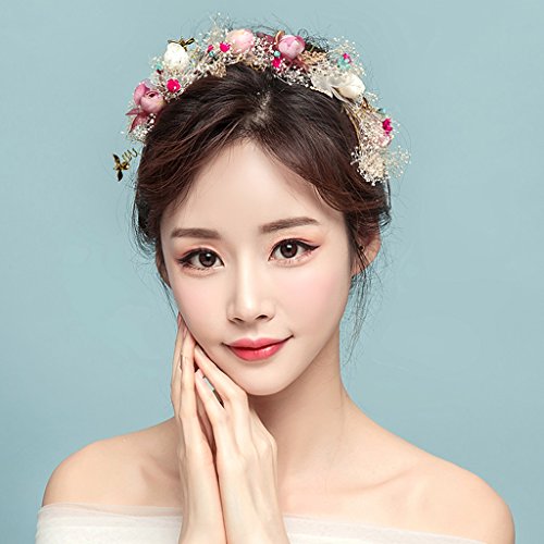 CRR Flower Wreath Bridal Flower Headdress Wedding Hair Accessories Hair Band Flower Ornaments Wedding Party Performance Personal Photo Shoot Forest Style