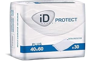 ID Expert Protect Plus Incontinence Bed Protector, Fast Absriotion Disposable Absorbent Sheets, Ultra Comfort, Size 40 cm x 60 cm, Pack of 30
