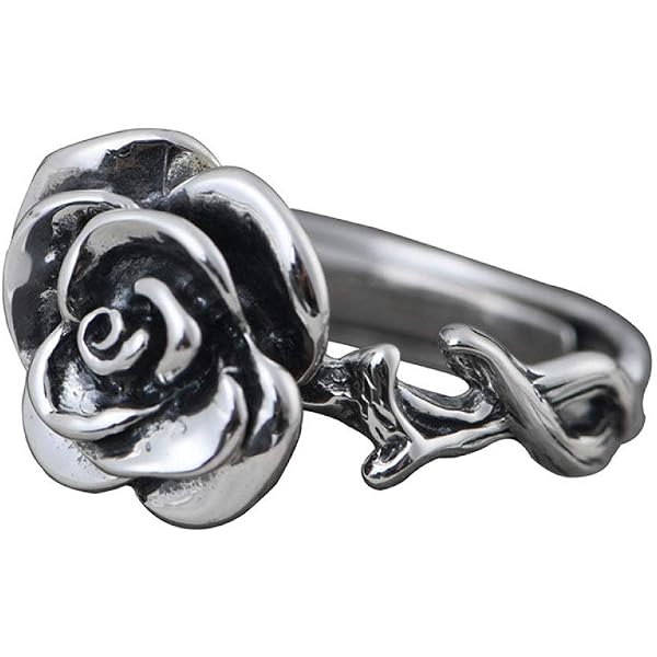 Anello Fiore Rosa In Acciaio Inox OIDEA - Promessa O Fidanzamento Per Uomo E Donna, Argento
