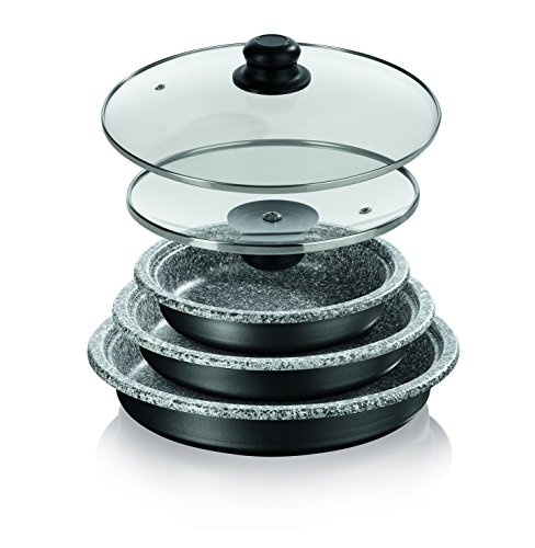 Kochwerk 04569 Pfannen Set Click on, 7-teilig, abnehmbare Griffe für alle Herdarten geeignet, Backofengeeignet bis 280 Grad, Aluminium, grau, 24 cm - 2