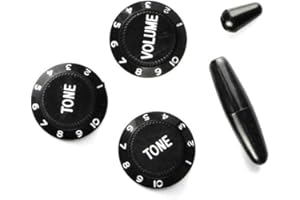 FLEOR Manopole di controllo ST per chitarra 2T1V con punta dell'interruttore a 5 vie e cappuccio della barra del tremolo per parti di chitarra elettrica, nero