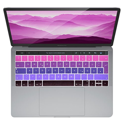 kwmobile Tastaturschutz Apple MacBook Pro 13″ / 15″ (ab 2016) Touchbar – QWERTZ Silikon Laptop Tastaturfolie – Notebook Tastaturschutzfolie Pink Violett - 5