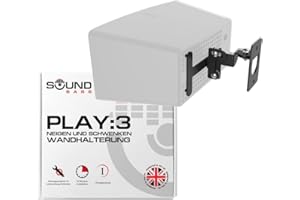 Play 3 Wandhalterung Schwarz, kompatibel mit Sonos Play:3, Verstellbarer Schwenk- & Neigungsmechanismus, Montagehalterung inklusive Aller Befestigungen