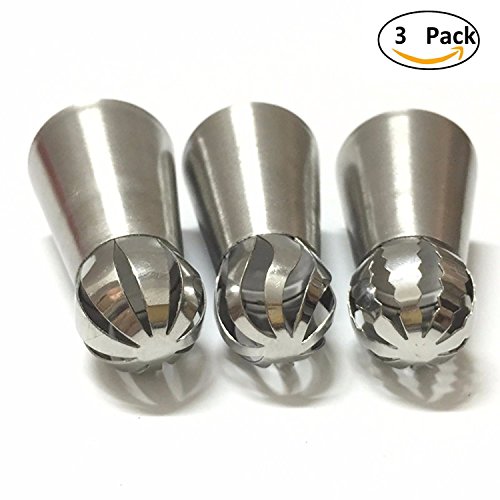 NALATI 3pcs Russische Spritztüllen Edelstahl Garniertüllen Düsen Set Blumen Cupcake Dekoration - 8