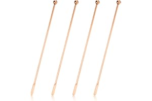HUAKAILE 4Pcs Stainless Steel Stirrers Stir Cocktail Drink Swizzle Stick, 7.5'' Beverage Stirrers Metal with Small Rectangular Paddles, Reusable Stir Sticks for Coffee Bar Chocolate Milk (Rose Gold)