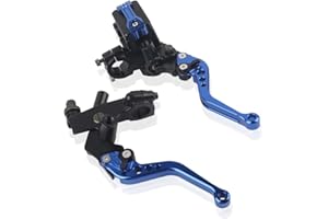 Gorgeri 1 par 7/8 "(22mm) Palanca de cilindro embrague de freno de motocicleta, embrague de freno palancas de aluminio cilindro maestro freno universal palancas de tanque de freno(azul)