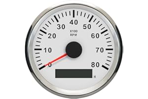 ELING Tachymètre Étanche Tachymètre Compteur RPM Avec Compteur D'heures 0-8000RPM 85mm 9-32V Avec Rétro-Éclairage