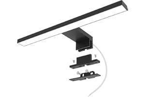 ‎DEELUX DEELUX LED Spiegellampe Badezimmer 5W 400LM 30cm Neutralweiß 4000K,3in1 Montage 230V Spiegelleuchte Bad,Spiegellampen für das bad,Klemmplatte am Spiegel/Schrank/Wandbeleuchtung IP44,Schwarz