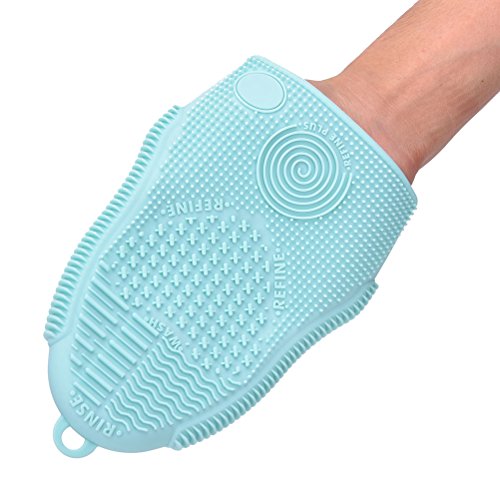 JETTINGBUY Makeup Brush Cleaning Glove Cosmetic Brush Cleaner Pad Mat Silicone Washing Tool Scrubber Board, Mint Green