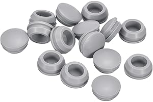 QUARKZMAN 15 Piezas Tapones de Silicona, Tapones Redondos de Bloqueo a Presión para Agujeros de 14-15mm, Tapones de Agujero Impermeables para Tubos de Metal, Gris