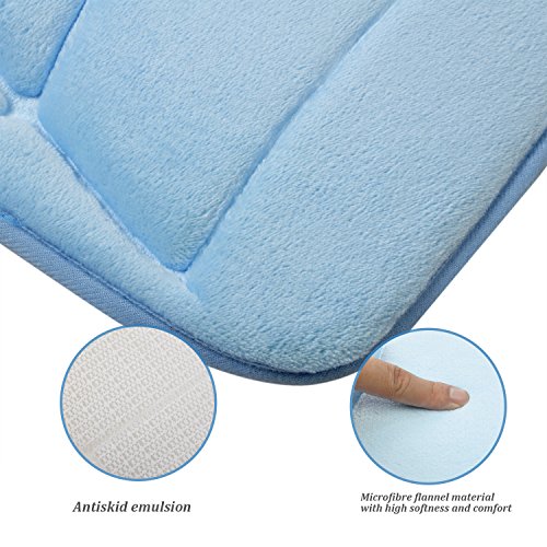 Diossad 3 Teilig Badematte Set Blau Mikrofaser Flanell Badezimmerteppich Rutschfest Badvorleger WC Vorleger Toilettensitzabdeckung - 5