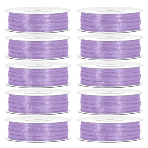 500 m Satinband Schleifenband Geschenkband - 3 mm - Helles Flieder - 10 Rollen a 50 m - XXL Pack - Kleenes Traumhandel®