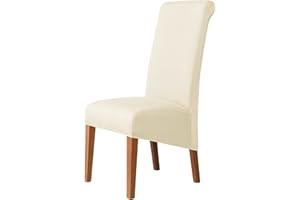 Kozuoan XL Size Chair Covers for Dining Chairs, spandex dining chair covers, detachable and washable (cream, Pack of 2)