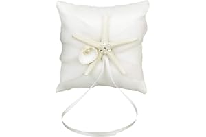 Tiuimk Coussin pour alliances pour 2 alliances style cérémonie plage coquillages étoiles de mer 10 x 10 cm, 10cm x 10cm, Tissu