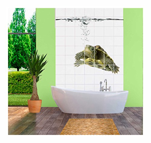FoLIESEN Fliesenaufkleber für Bad und Küche – Fliesenposter Wasserschildkröte – Fliesengröße 15×15 cm – Fliesenbild 30×30 cm - 2