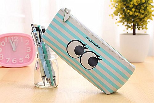 Preisvergleich Produktbild BaBaSM Modern Kreative Große Augen Federmäppchen Student Wasserdichte Bleistiftbeutel Briefpapier Box_Striped Große Augen