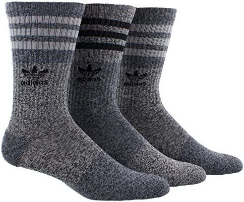 Agron Socks adidas Men's Roller Triple Marl 3-Pack Crew Socks, Black/Grey/Onix, Size 6-12