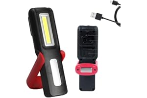 VABOO Linterna Taller LED Recargable, Luz de Trabajo COB LED Lámpara de Inspección Dual Luz Modo, LED Portátil Lampara de Trabajo con Base Magnética y Gancho para Taller Cámping Emergencia