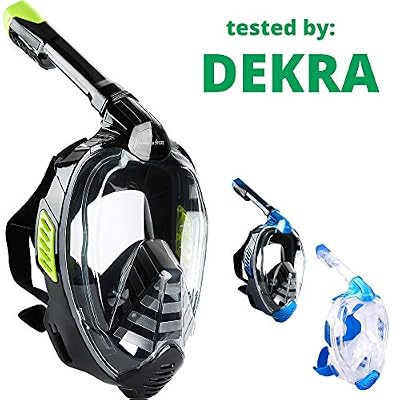 Khroom Masque intégral CO2 Safe Snorkel Mask 2019 - Masque de plongée Seaview X pour Adultes et Enfants. (S/M, Vert)