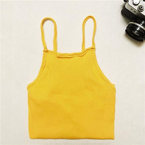 GUYIVVU Women'S Top Lace Joker Women'S Clothing Party Eye-Catching Sling Camisole Women'S Shorts Outer Wear Summer Sports Skinny Make-Up Care Cross-Cut Halter Top,Mustard Yellow,Average Code