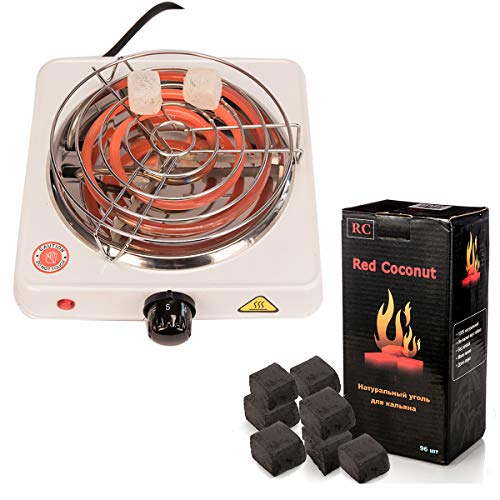 Pre&Mium Elektrischer Kohleanzünder Shisha Kohle Grill 1000 W Heizplatte Brenner E-Heater Kohlebrenner (Kohleanzünder+Kohle)