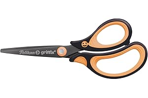 ‎PELIKAN Pelikan griffix Schulschere spitz, Schere für Rechtshänder, Neon Black, 1 Stück