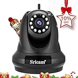  Sricam SP018 Cámara WiFi IP HD de seguridad para el hogar, 1080p cámara de vigilancia inalámbrica 355 ° con visión nocturna para el hogar / oficina / monitor de bebé / niñera / mascota, control remoto