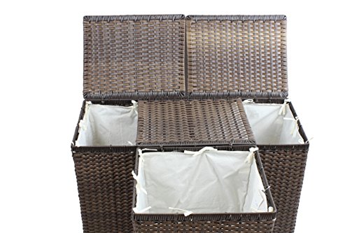 Wäschekorb aus braunem Rattan, Maße ca. 39x50x32cm - 6