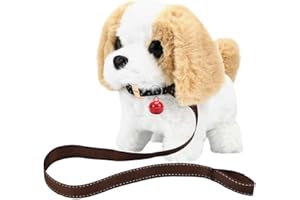 MTBRICEY Toy Dogs for Kids Plush Brown Labrador Toy Electronic Interactive Plush Dog Toys for 1-6 Year Old Kids Simulation Pet Dog Walking Nod Barking Wagging Tail Puppy Educational Toys for Boys Girls (DD)