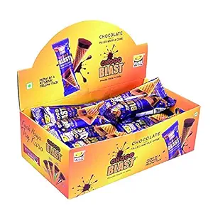 Pure Temptation ChocoBlast Premium Delicious Flavoured Chocolate Fills Choco Waffle Cones Dispenser Pack - 25 Pcs Chocolate Box