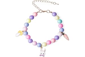 LtuzPet Macron Beads Dog Collar Necklace Jewelry Pearls Necklace Collar with Pendants for Small Girl Dogs Puppy