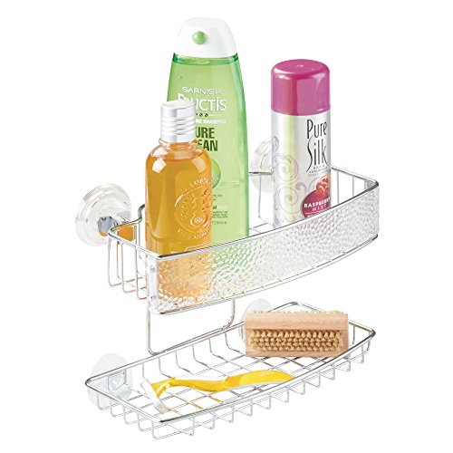 InterDesign Rain Power Lock Badezimmer-/Dusch-Caddy mit Saugnapf für Shampoo, Conditioner, Seife – Durchsichtig - 3