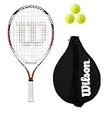 Cordaje Peso: 220 Gr (7.9oz) Wilson Steam Rojo 19,21,23 Raqueta De Tenis Junior + 3 Pelotas De Tenis - 19\"