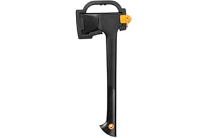 Fiskars Splitting Axe, Solid, With protective cover, Non-stick coated, Steel/Plastic and Glass fibre handle, Black/Orange, A11, Length: 49 cm, 1.1 kg, 1051086