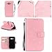 Produktbild Guran® PU Ledertasche Case für Samsung Galaxy J1 2015 (4,3 Zoll) Smartphone Flip Cover Stent-Funktion und Karte Slot Hülle Glänzende künstliche Kristall Schmetterling Etui - Rosa