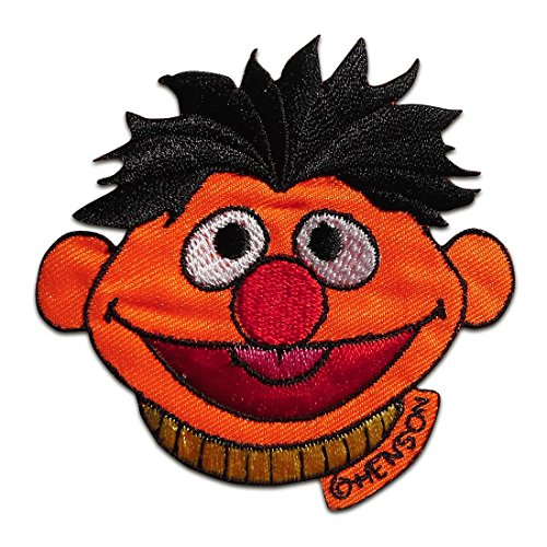 Aufnäher / Bügelbild - Sesamstraße Ernie lachend Comic Kinder - orange - 7,7x7,3cm - Patch Aufbügler Applikationen zum aufbügeln Applikation Patches Flicken