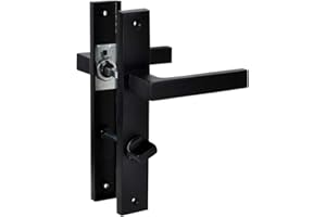 ALSTEN TECH Türgriff Türbeschlag Set Drückergarnitur für Badezimmer 78 WC Schwarz Matt Langschildgarnitur für Innentüren Zimmertüren Türklinke BB PZ