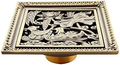 DDY Bathroom floor drain antique copper deodorant square kitchen bathroom 12cmX12cm dehydrator exquisite carved floor drain